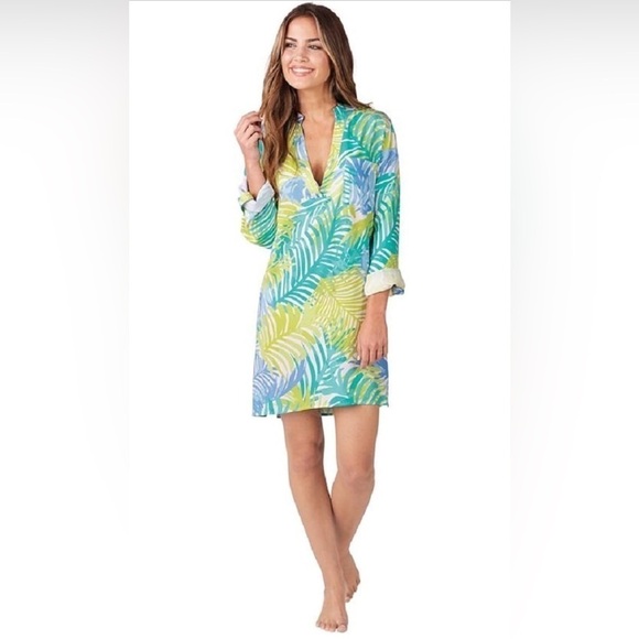 Mud Pie Dresses & Skirts - NWT Mud Pie Haven Palm of Paradise Rayon V-Neck Tunic Dress, Size L